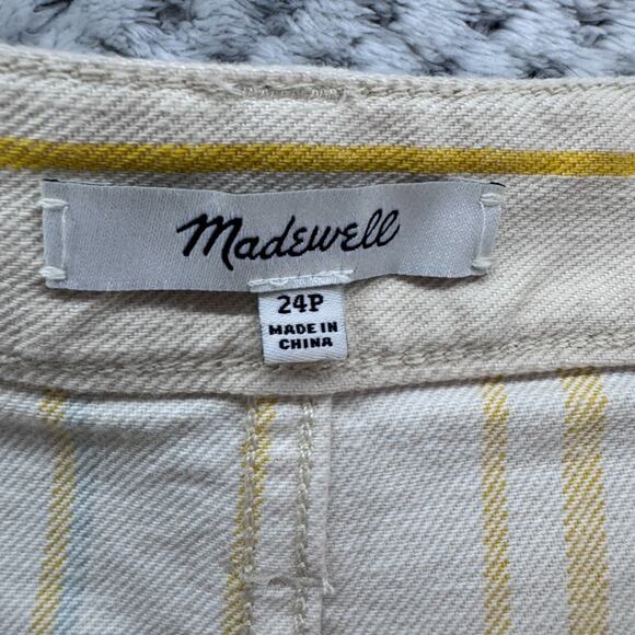 Madewell Pants Womens 24P Yellow Striped Emmett Wide Leg Crop High Rise Trouser - Picture 3 of 15